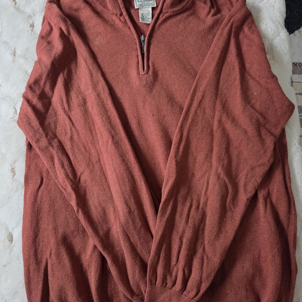 L.L. Bean Men's Zip-Up Sweater in Rust
